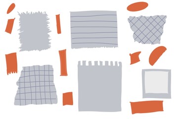 Various paper shapes and hand-drawn doodles offering a creative layout for a vision board or mood board project. Space for memory or goal.