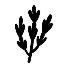 Stylized black silhouette of a branching paddle cactus plant vector illustration