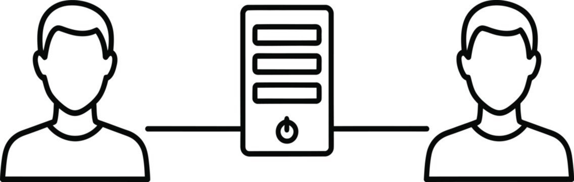 Server connection between two people, computer network communication, data transfer
