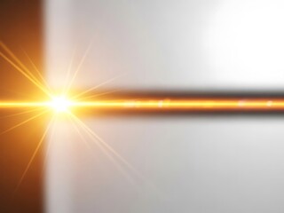 Fototapeta premium Golden Light Beam on Gray Background with Lens Flare