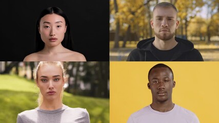 A collection of diverse individuals showcases a variety of emotional expressions.