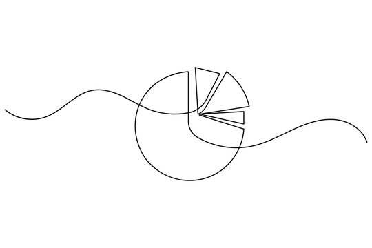 Minimalist one line pie chart vector graphic for business data