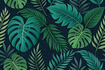 A vibrant green leaves seamless pattern featuring lush foliage for nature inspired textile and background designs