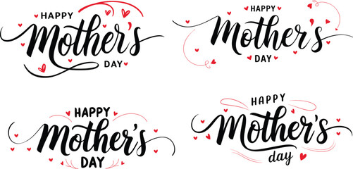 Happy Mother's Day hand lettering calligraphy vector set