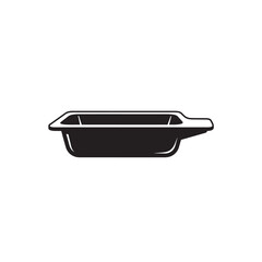 Black silhouette of a rectangular baking dish with handles cookware kitchen