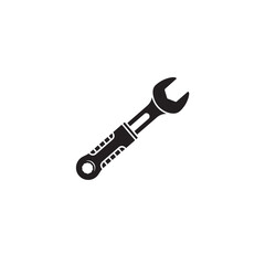 Black wrench tool isolated on white background hardware equipment metal