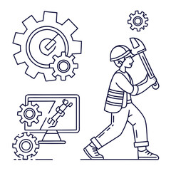 Innovative modern minimal vector icon set for prompt engineering, artificial intelligence, and machine learning technology.