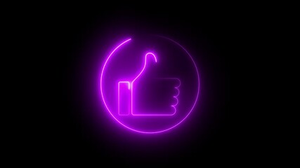 Glowing neon line Hand thumb up icon isolated Animated neon thumb up sign icon, Glowing neon line Hand thumb up icon isolated on black background.
Neon like animation icon on black background, - Powered by Adobe