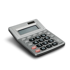 Modern Silver Electronic Calculator Angled View - Isolated