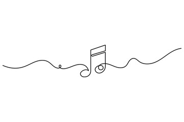 One line art illustration of a musical sixteenth note symbol