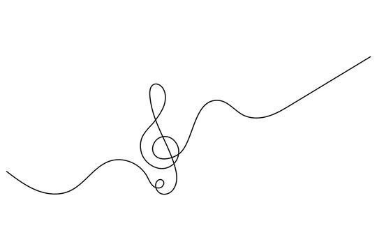 Treble clef continuous line drawing on white background