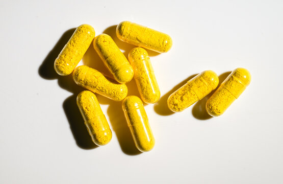 Close up of Berberine Supplement Capsule on White Background