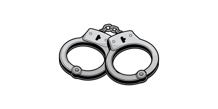 Handcuffs crime vector silhouette, handcuffs icon vector, police handcuff silhouette