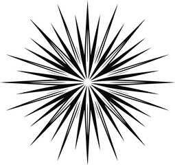 Fototapeta premium Black Starburst Vector Graphic Icon with Sharp Radiating Lines on White Background Symbol...