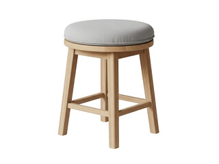 Modern wooden stool with gray cushion