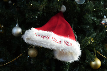 Santa hat with the inscription Happy New Year