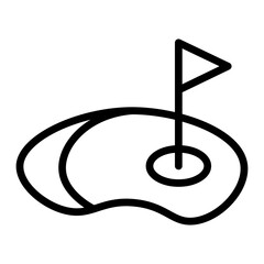Golf Sand Trap Vector Line Icon Design