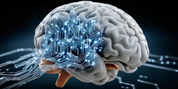 Digital Brain: A visual depiction of the human brain enhanced with digital circuitry, symbolizing the intersection of intellect and technology.