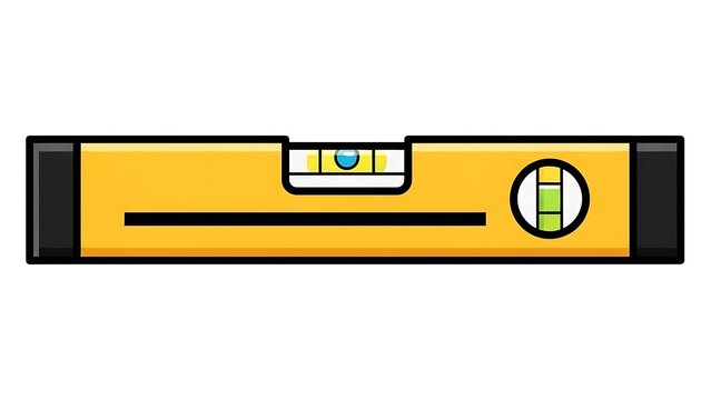 Yellow Spirit Level Tool on White Background.