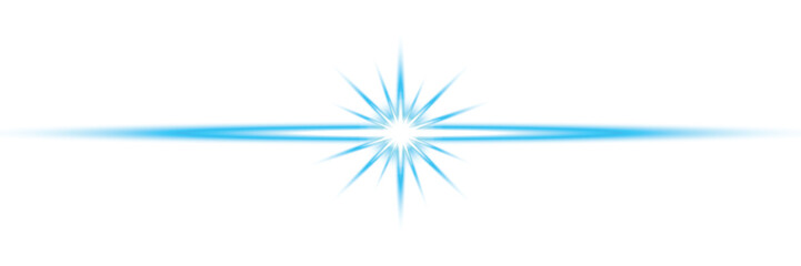 Blue Lens Flare with Light Rays and Futuristic Starburst Glow on transparent background