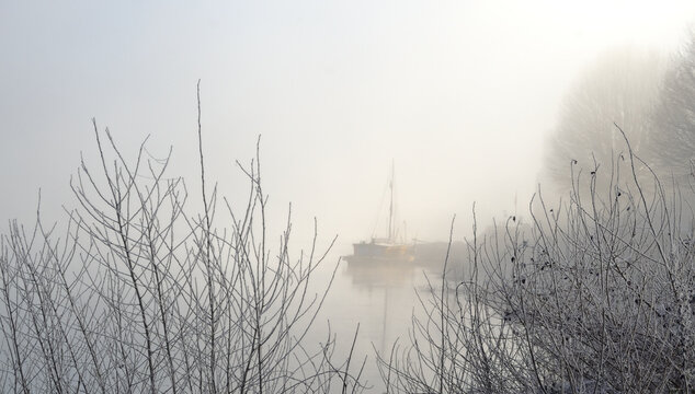 Toue sur la loire un matin d'hiver