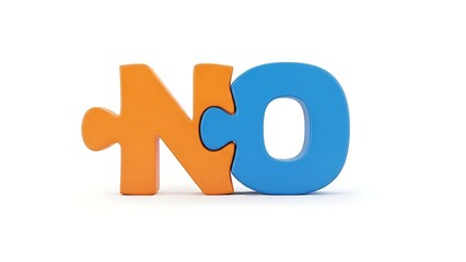 Puzzle pieces forming the word no