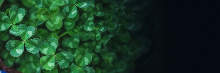 Close up of vibrant green clovers with light green markings
