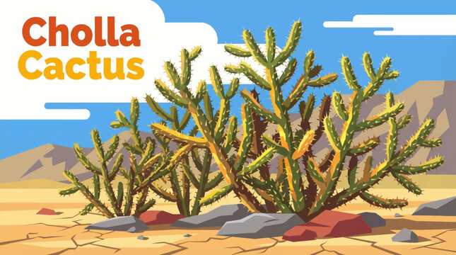 cholla cactus glows under strong desert sunlight, revealing sharp segmented branches and a distinctive silhouette adapted to intense heat and dryness