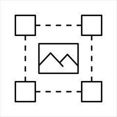 Vector graphic icon symbolizing the flexible transformation and precise adjustment of an image or object, ideal for design software interfaces