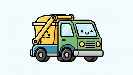 Cartoon Garbage Truck with Smiling Face.