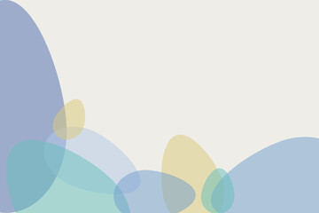 Horizontal layout featuring translucent overlapping organic shapes in a soft color palette. Ideal for web headers, banners, or modern stationery design.