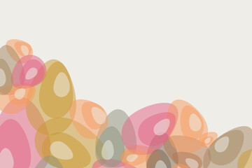 Horizontal abstract composition of bright overlapping ovals and rings. Playful color palette of pink, orange, and gold for banners or wallpapers.