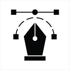 Modern vector graphic illustration of a digital pen tool with bezier curve anchor points, representing creativity, precise design, and artistic development
