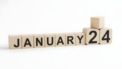 January 24 date on wooden blocks
