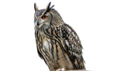 Obraz premium Owl, brown, isolated on white background