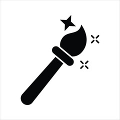 A captivating stylized magic torch icon, radiating a mystical glow and symbolizing inspiration, guidance, and the sparkle of achievement or magical power, perfect for diverse design concepts