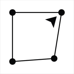 Abstract digital vector graphic illustrating a geometric polygon shape with prominent anchor points and a selection cursor, symbolizing precise path editing or shape manipulation