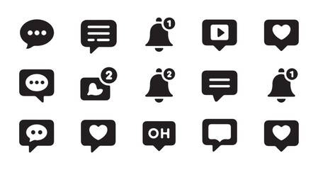 Fototapeta premium Set of social media icons speech bubbles and notification alerts
