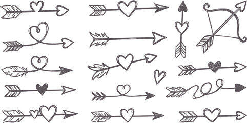 Cupid arrows collection hand drawn vector graphic design elements