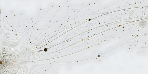 Radial Network and Particle Flow Visualization, ai generated.