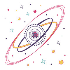 Colorful ring system with floating energy particles © murad