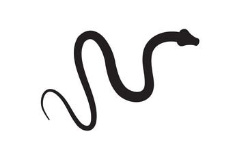 Fototapeta premium Black silhouette snake icon. Isolated snake symbol on white background. Abstract snake sign