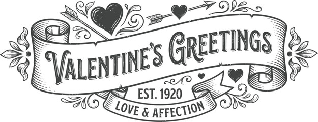 Fototapeta premium Valentine banner template vector with vintage heart floral ornaments