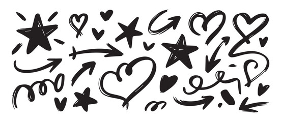 doodle seamless pattern set of hand drawn decorative icons