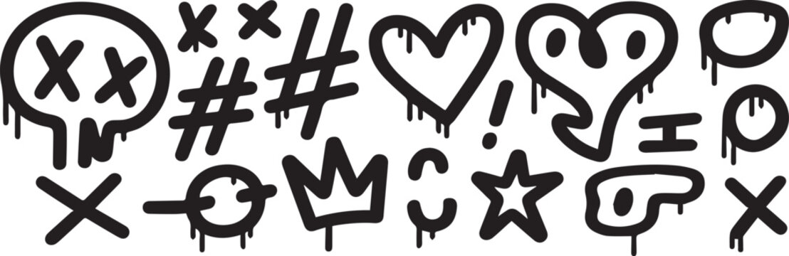 graffiti urban symbols stencil style vector pattern with drips