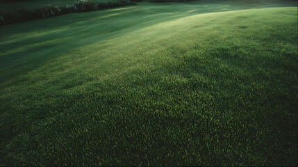 Rolling Green Lawn with Sunlight and Shadows b176