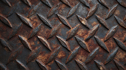 Rusty Diamond Plate Metal Texture Close Up background