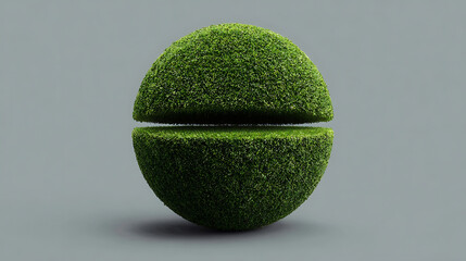 Spherical Green Grass Object Split in Half sphere nature