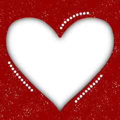 Heart shape frame on red background