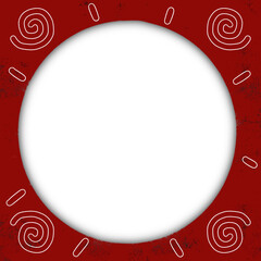 Round frame on red background